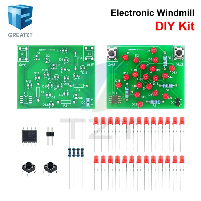 DIY Kit Electronic Windmill Kit DC 5V Funny DIY for Practice Adjustable Speed MCU Design for Soldering Electronic DIY Kit