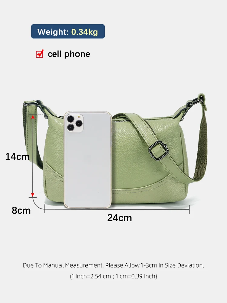 Zency Ladies Shoulder Crossbody Cowhide Leather Hobo Bag for Women Soft Satchels Bag Medium For Commuters Bolsas de Mujer New