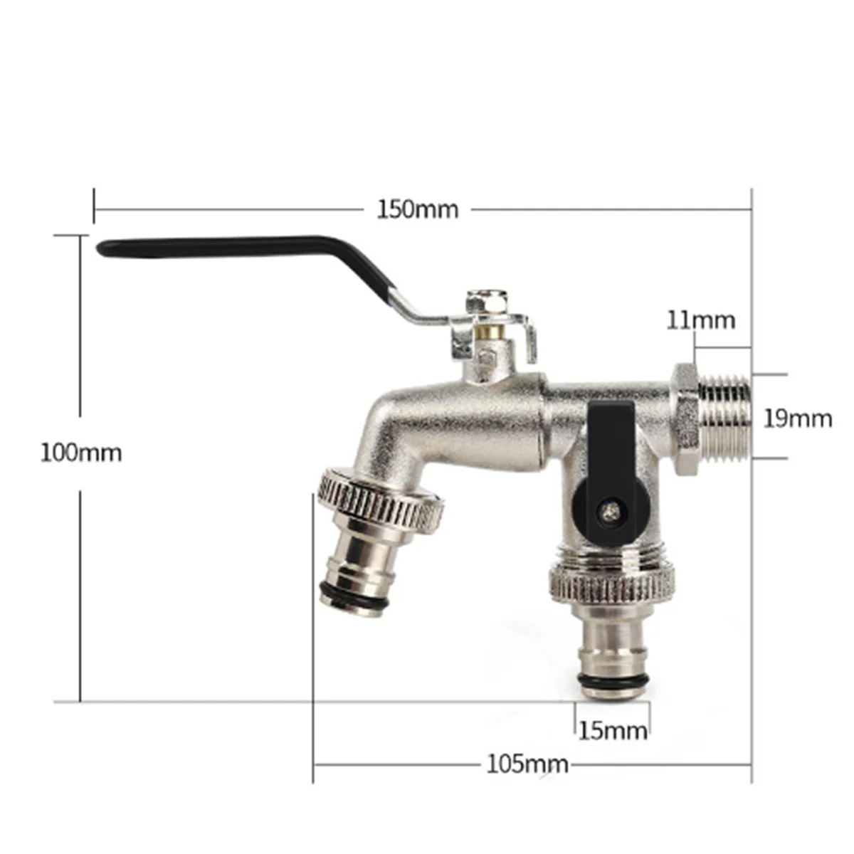

A002 Садовый смеситель из сплава с двойным управлением, сменный адаптер для разряда воды, двойной ниппельный кран с ручкой, легкое включение/выключение D