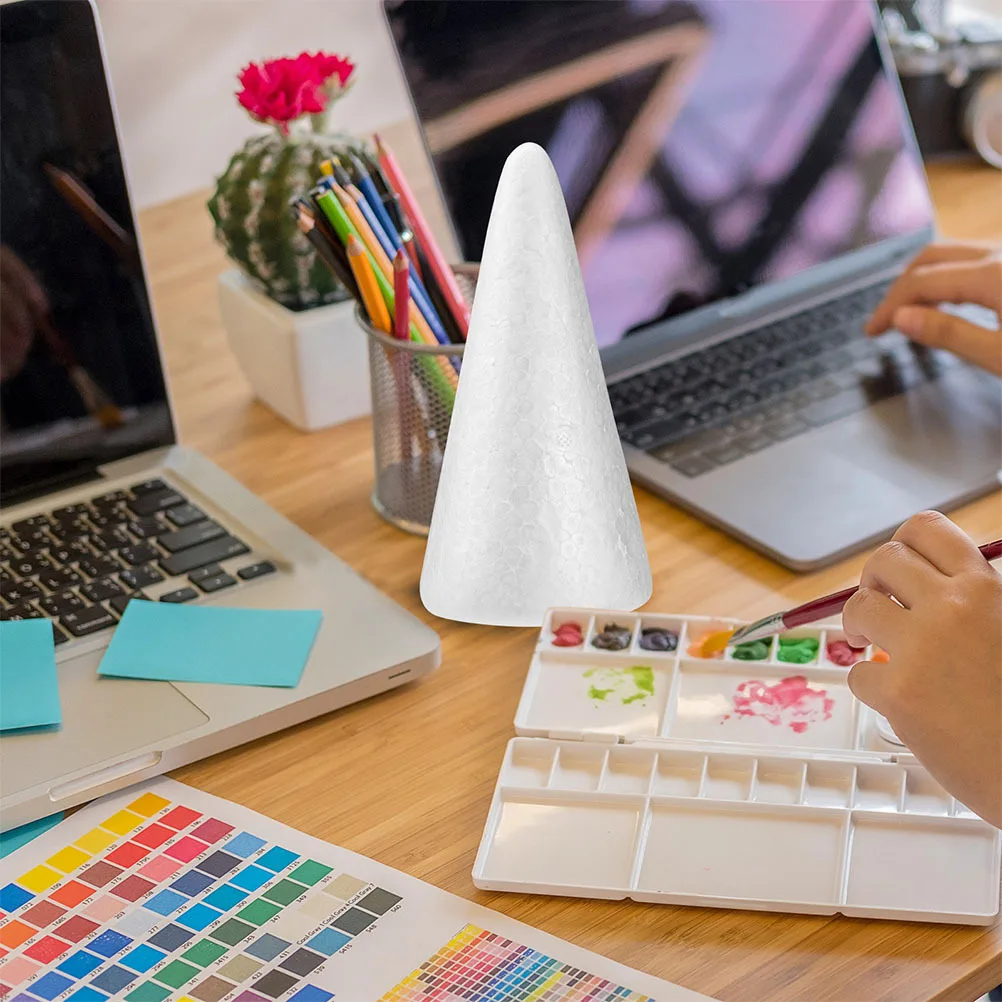 

20Pcs White Foam Cones DIY Craft Cones for Christmas Tree Holiday Party Decorations Floral Arrangements Table Centerpiece 15cm