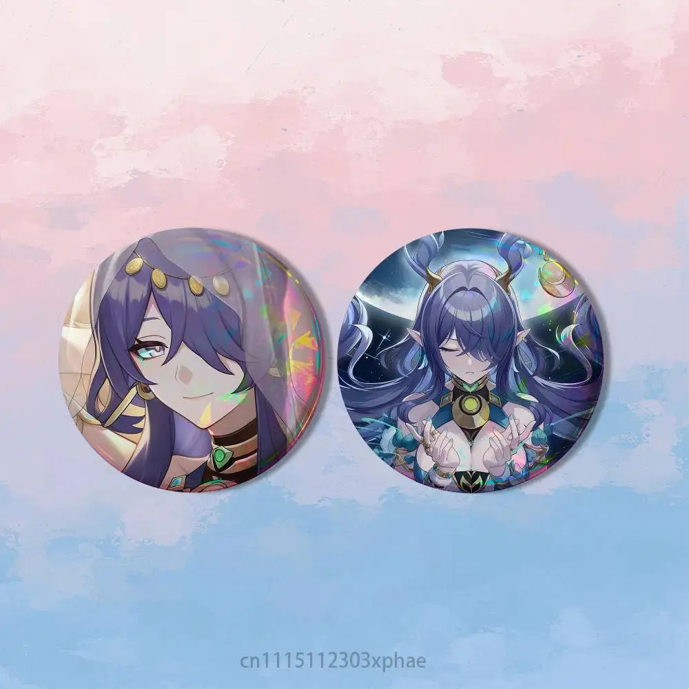 Genshin Impact Lauma 2 piece set Badges On Backpack Jacket Cartoon Round Brooches Acrylic Button Pins Collection Gifts