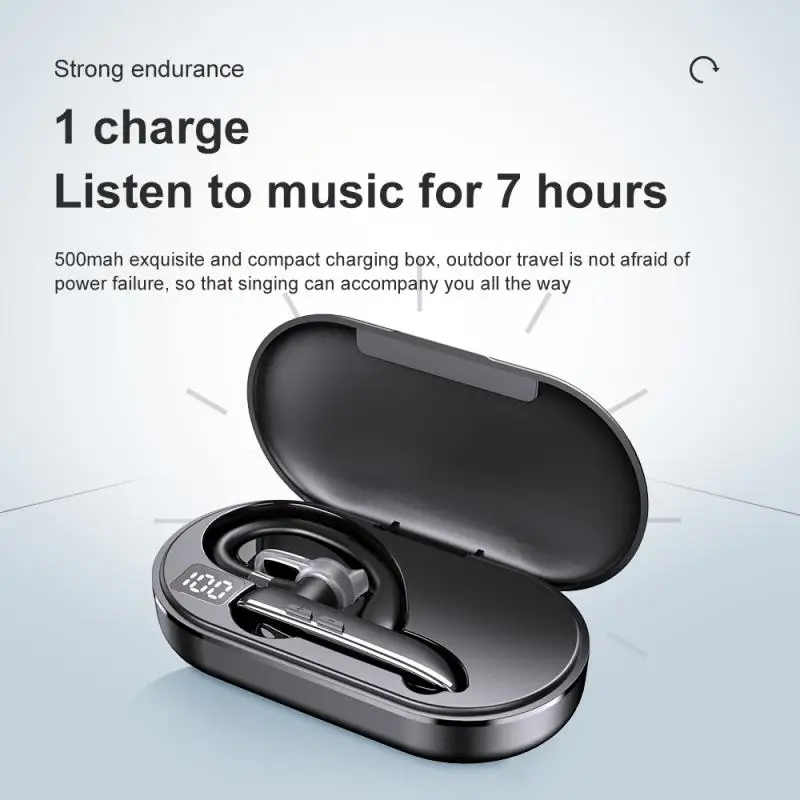 Single Ear Business Model Hanging Earphone Digital Display True Stereo Headphone Wireless bluetooth-compatible Headset