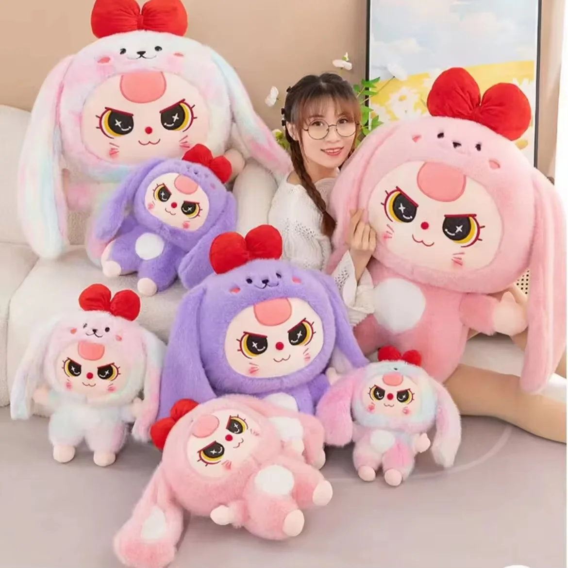 30/40/60/80cm Cute Baby Three High Quality Plush Toy Cartoon Doll Children'S Gift Room Decor Warm Healing Birthday Gift