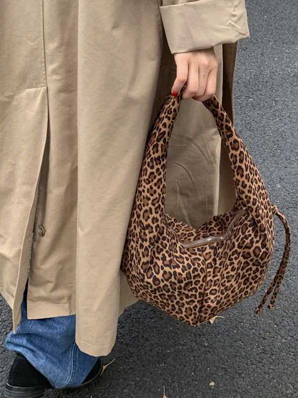 

Осенне-зимняя большая сумка с леопардовым принтом, женская пригородная сумка-тоут, большая вместительная повседневная простая сумка на молнии с одной ручкой