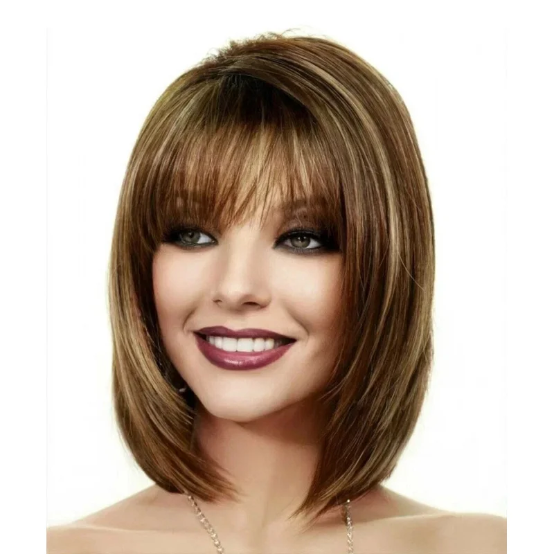

Human Hair New Fashion Charming Women's Light Brown Blond Wigs 14 In