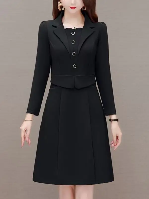 

Модное деловое платье для женщин: облегающая юбка-имитация двойки из полиэстера с завышенной талией, А-силуэт