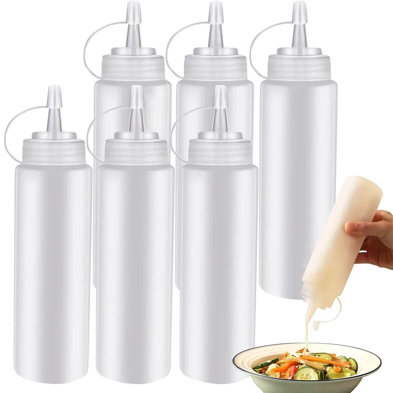 

1PCS Condiment Squeeze Bottles Plastic Squeeze Squirt Bottle for Ketchup BBQ Sauce Olive Oil Bottle Kitchen Accessories