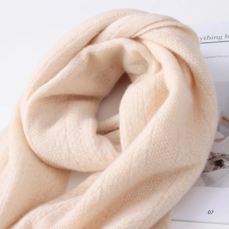 High Quality Pure Wool Scarf Shawl Winter New Cashmere Knitted Scarves Women Fashion Warm Solid Color Shawl 190*60