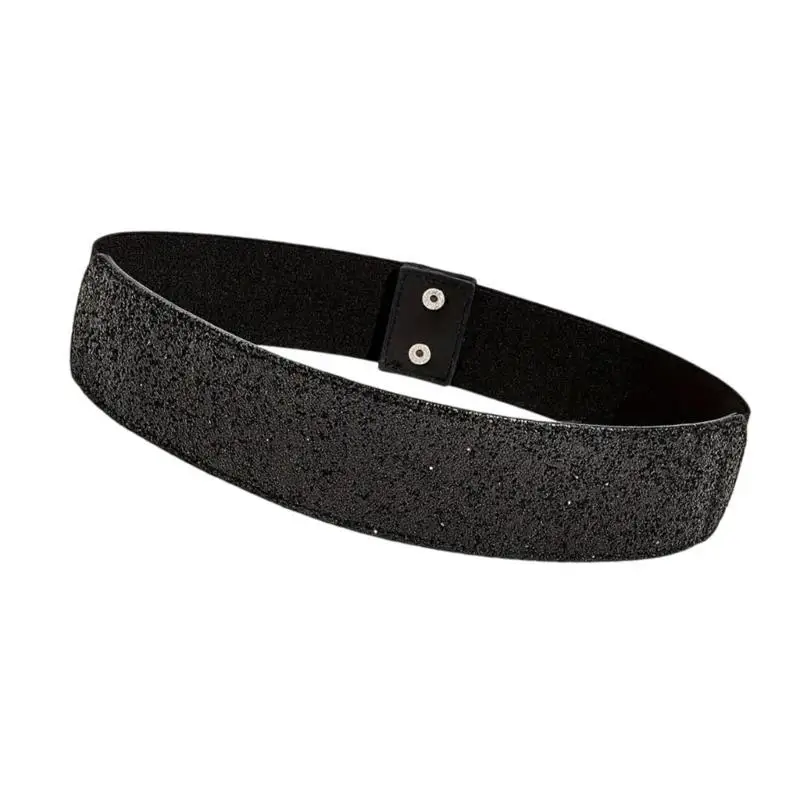 652F Sequins Wide Waist Belt Fashionable Women Waistband Elastic Waist Dress Belt for Parties and Event