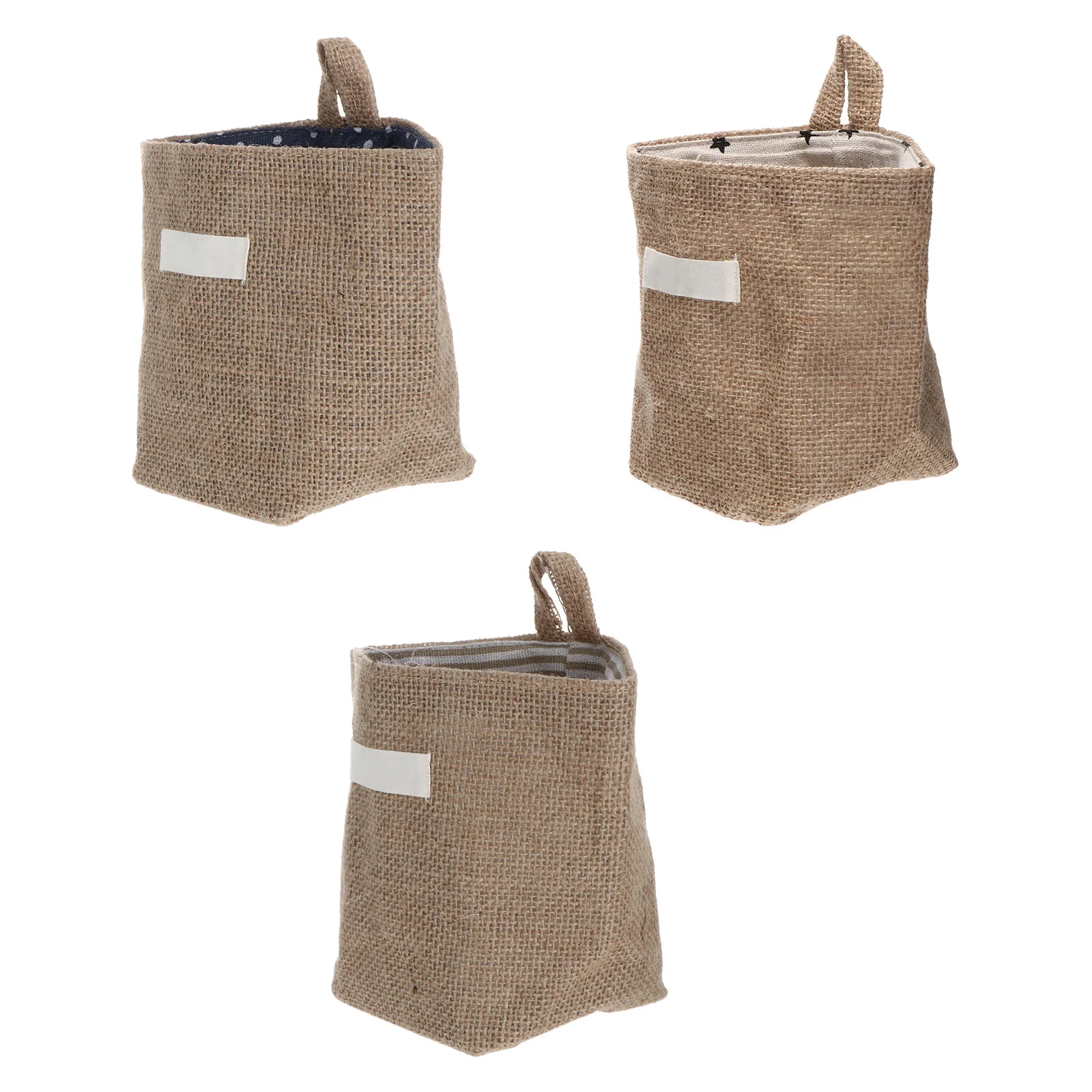 

3Pcs Cotton Linen PE Coating Storage Bags Hanging Home Decor Waterproof Easy Clean Dual sided Closet ganizer Storage Solution