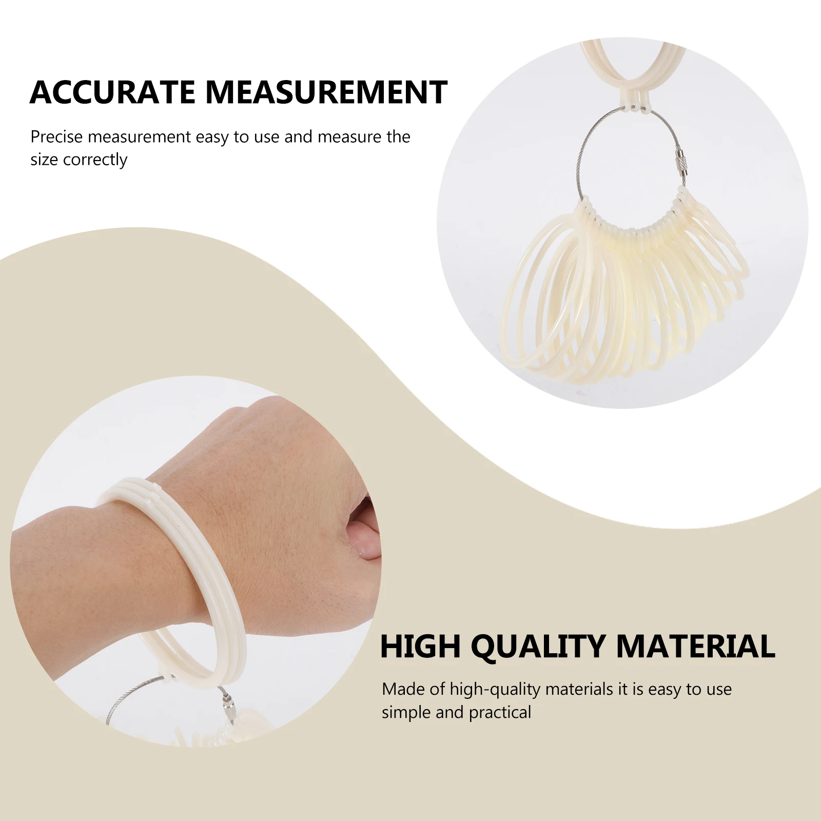

Plastic Measuring Lap for Bracelet Wrist Measurement Cuff Beige Fitter Loose Rings Portable Jewelry Tool DIY Professional