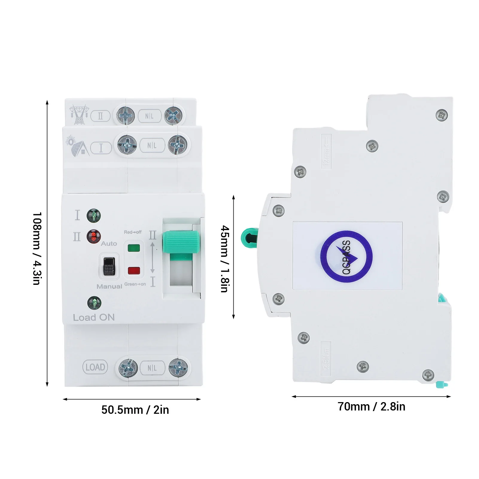 مفتاح نقل يدوي صغير ATS 2P 80A مولد منزلي مزدوج مفتاح جهاز انتقاء كهربائي تلقائي DIN السكك الحديدية جبل رقيقة للغاية P