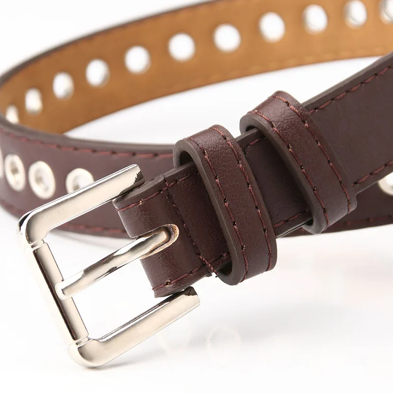 New Metal Eyelet Belt for Women, No-Hole Required, Korean Style Versatile Fashion Hollow Decorative Belt