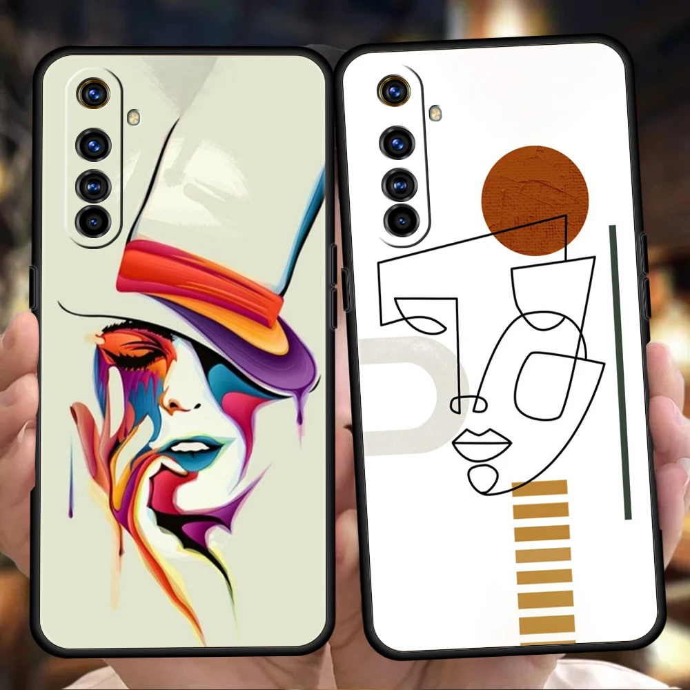 Drawings Abstract Faces Soft Phone Case For Oppo A12 A15 A16 A74 A76 Find X5 Pro A54 A53 A52 A95 Reno 6 7 SE Z A9 2020 Pro Cover