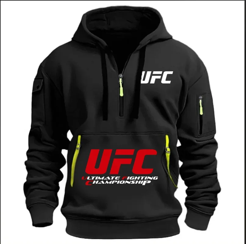 2025 الربيع y otoño hombres y mujeres UFC lucha media cremallera سوداديرا con capucha calle ocio deportes مودا سوداديرا con c