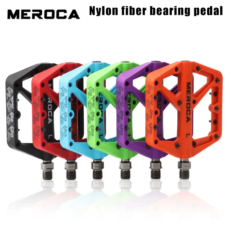 MEROCA Nylon Bicycle Pedals Ultralight Seal Bearings Mountain Road Bike Flat Platform WaterProof Bicycle Pedals Non-Slip Parts