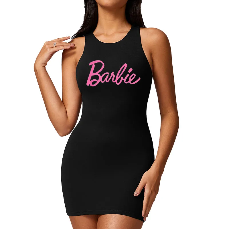 European American sexy slim-fitting Barbie hip skirt hot girl fashion versatile elastic body-shaping short sleeveless dress