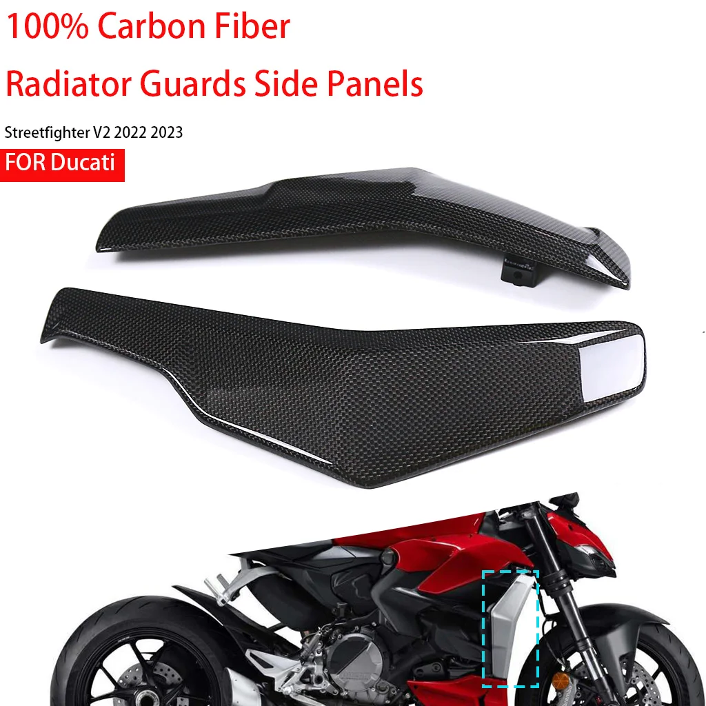 Accessori moto per Ducati Streetfighter V2 2021-2024 Carenatura anteriore in fibra di carbonio Protezioni radiatore Protezione pannelli laterali