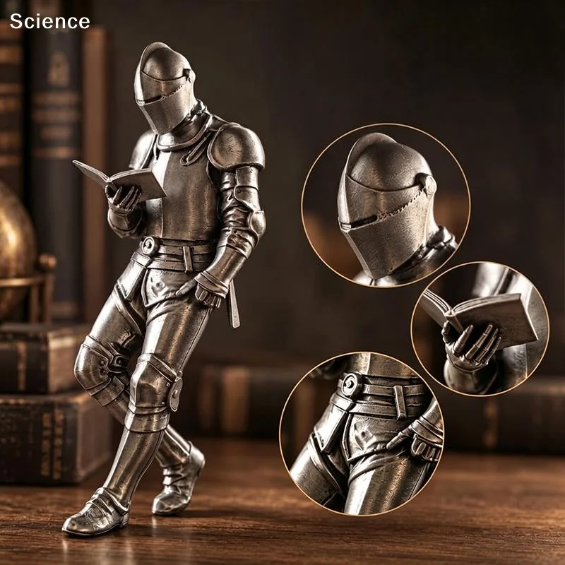 3D Printing Knight Statue Knight Bookshelf Decor Armored Gothic Statue Fantasy Library Figurine for Book Lovers Unique Desktop