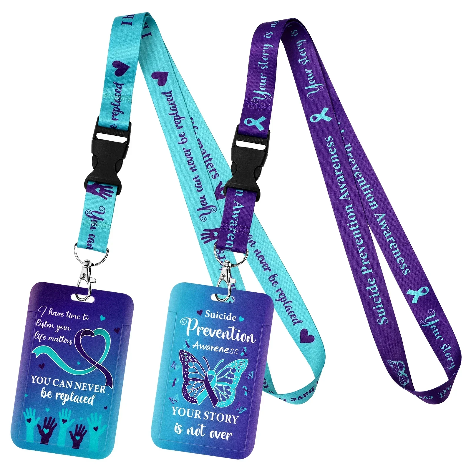 Suicide Prevention Awareness Lanyard ID Clip Purple Keychain Lanyard Accessory For Keys And ID Cards For Women Girls Teachers