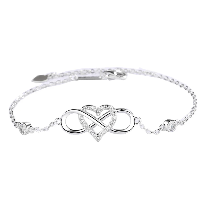 

Fashionable Jewelry Women's S925 Silver Infinity Bracelet with Zircons