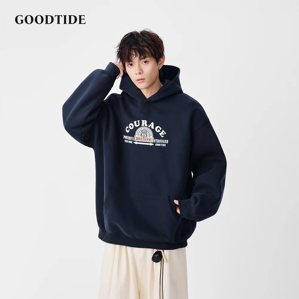 

Fashion Men's Casual Hooded Sweatshirt 2025 Winter New Letter Print Comfortable Soft Long Sleeve Pullover Top