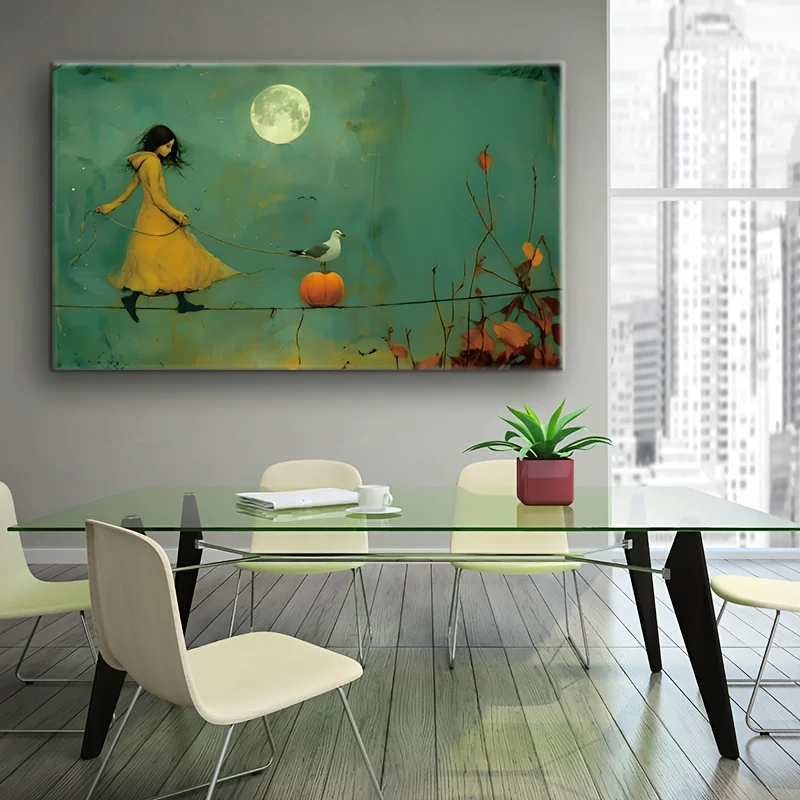 

1pc Surreal Dream Art Canvas Wall Art, Modern Gothic Art Deco Style, Fantasy Themed Frameless Wall Hanging Decor Large Size