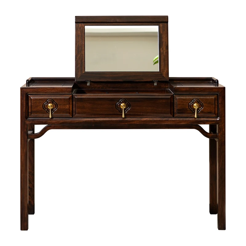 

Modern new Chinese ebony all-solid wood clamshell dresser small apartment bedroom household makeup table