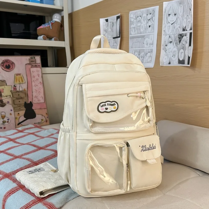 New Student Backpack Fashionable and High-quality Business Travel Backpack Solid Color Versatile Large Capacity Women's Backpack