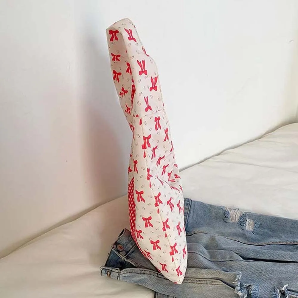 Sweet Double-sided Shoulder Bag Korean Style Lace Decoration Women Bow Printed Handbag Large Capacity Polyester