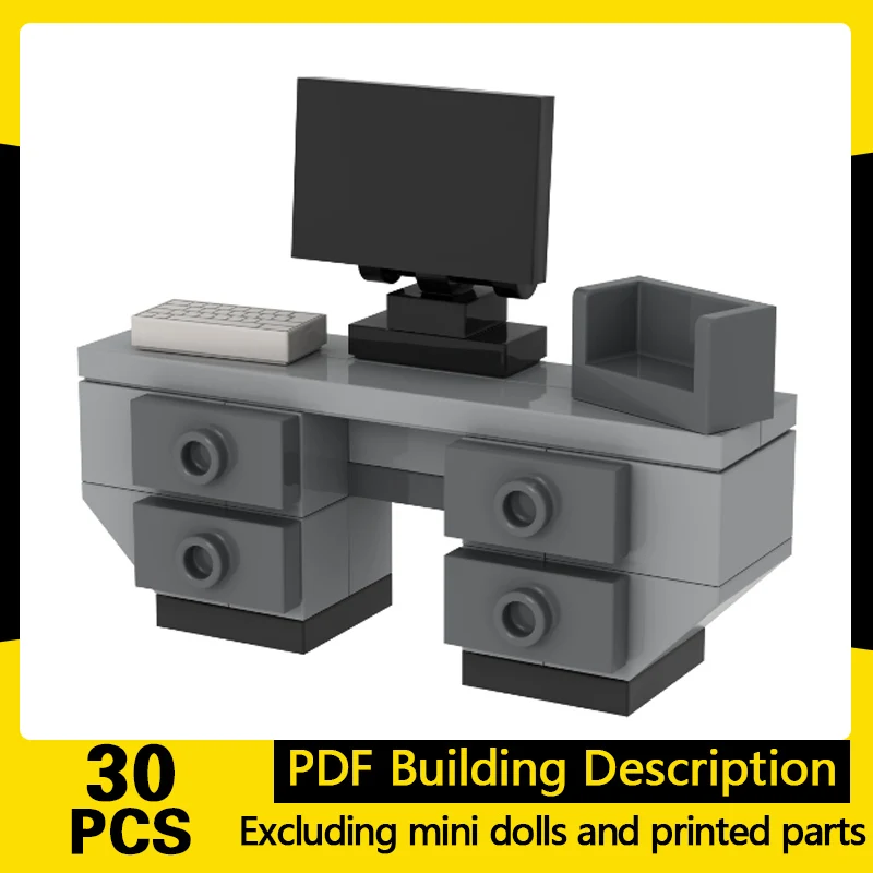 City Street View Model MOC Building Bricks Computer Office Desk Modular Technology Gifts Holiday Assemble Children Toys Suit