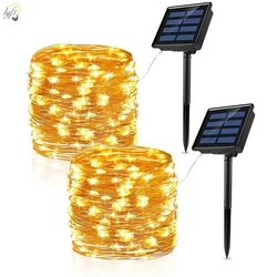 Luces solares impermeables para exteriores, guirnalda alimentada por energía Solar para decoración de jardín, Navidad, fiesta de bodas, lámpara de calle, 12/22/32/42 M