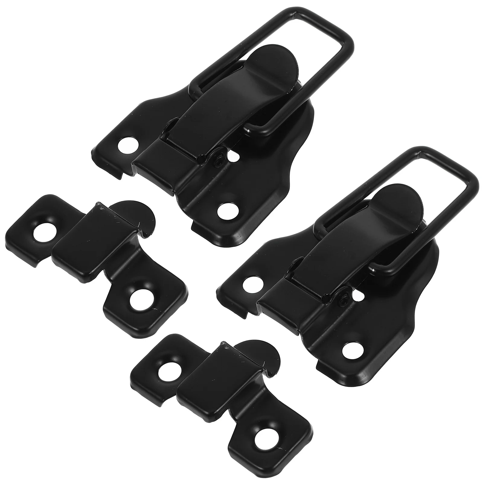 أجهزة مزلاج صندوق معدني أسود عتيق للحافظة الخشبية مع فتحة قفل بمشبك تبديل عتيق لأمن تخزين الحرف اليدوية #2