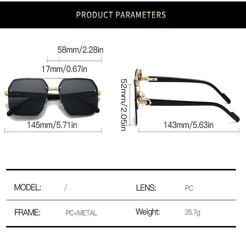 2025 NEW Men's Sunglasses Polygonal Half Frame Glasses Aviator Glasses UV Protection Sun Protection image 5
