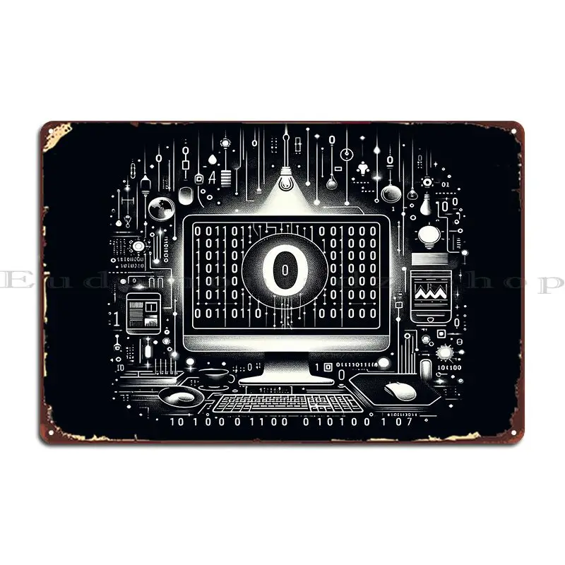 In Binary Code Metal Sign Party Club Retro Design Funny Club Party Tin Sign Poster