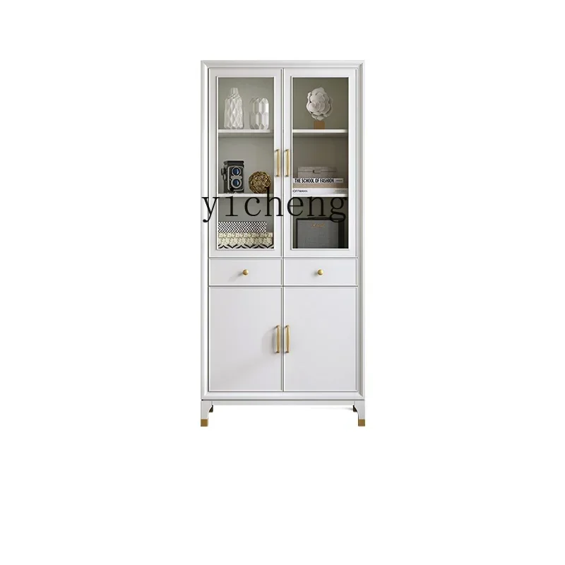 American light luxury two-door bookcase with glass door solid wood study furniture set combination