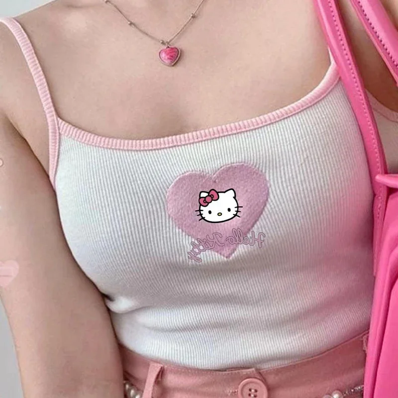 

Kawaii Anime Sanrio Melody Bra Vest Embroidered Hanging Strap Kuromi Summer Embroidered Camisole Tube Top Girl Sleeveless Vest