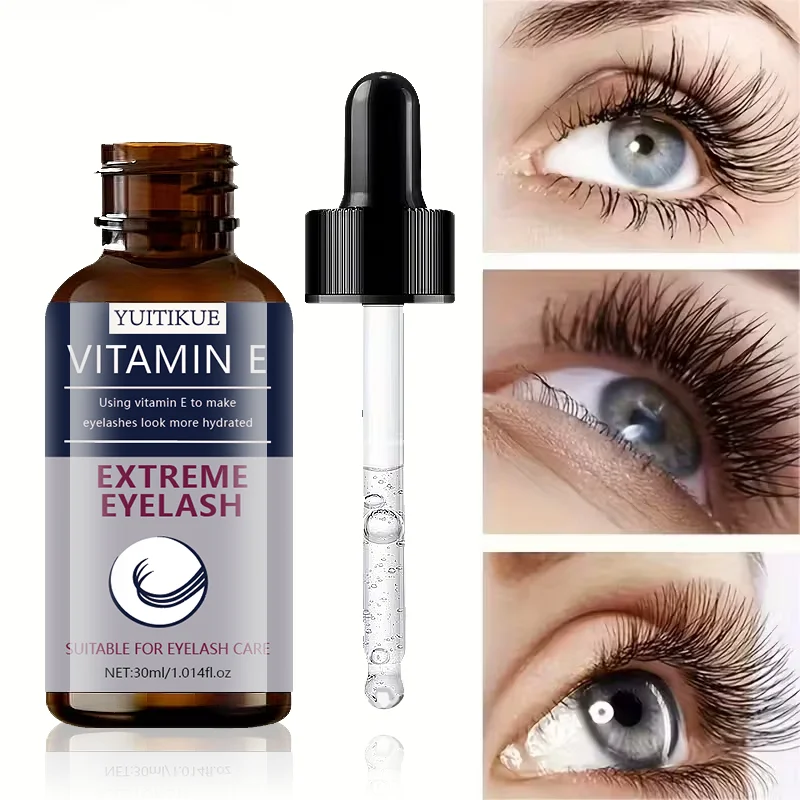 YUITIKUE Vitamin E Eyelash Serum 30ml, Extreme Hydrating Lash Care Serum for Longer & Fuller Eyelashes
