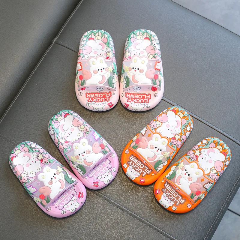 

Girls Home Slippers 2025 Four Seasons New Children's Anti Slip Soft Soled Shoes Fashion Casual Baby Cute Versatile Beach Shoes