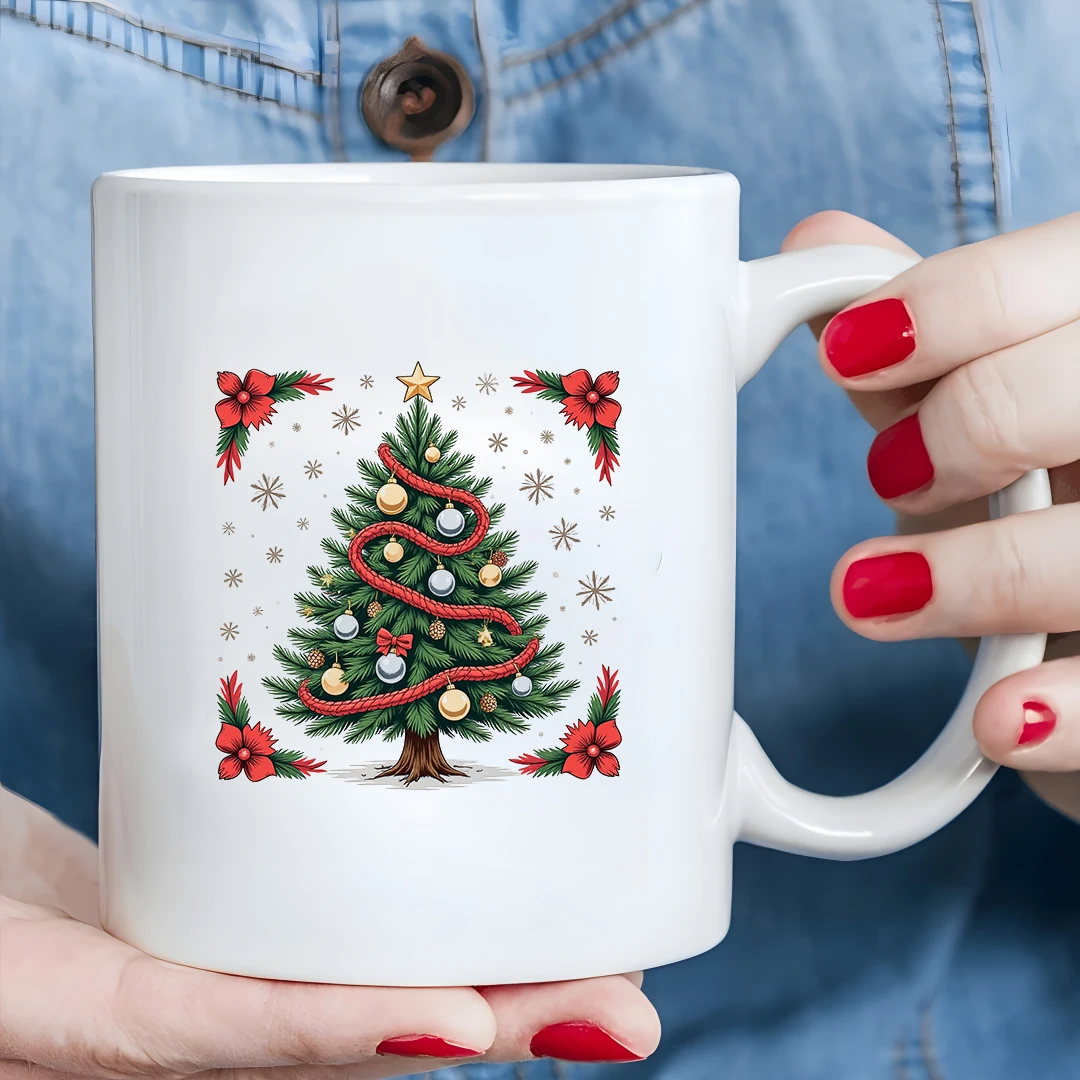 كوب شجرة عيد الميلاد الكرتوني سعة 11 أونصة للأطفال، كوب المشروبات الباردة والساخنة، هدية عيد الميلاد، كوب العائلة والمكتب #1