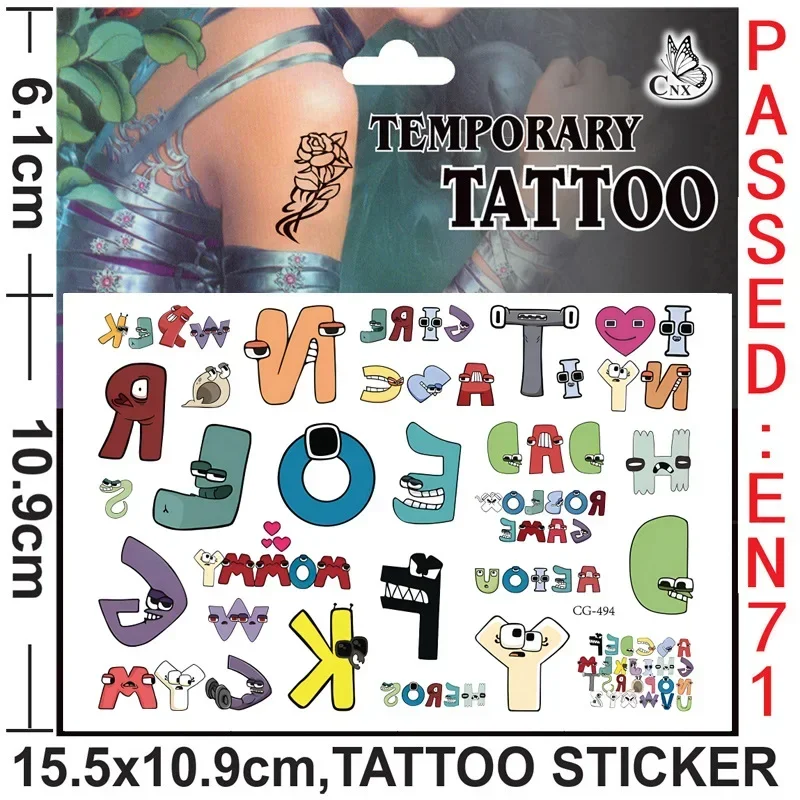 Alphabet Lore Tattoo Stickers Temporary Tattoos for Kids Birthday Party Supplies Favors Cute Tattoos Stickers Decoration