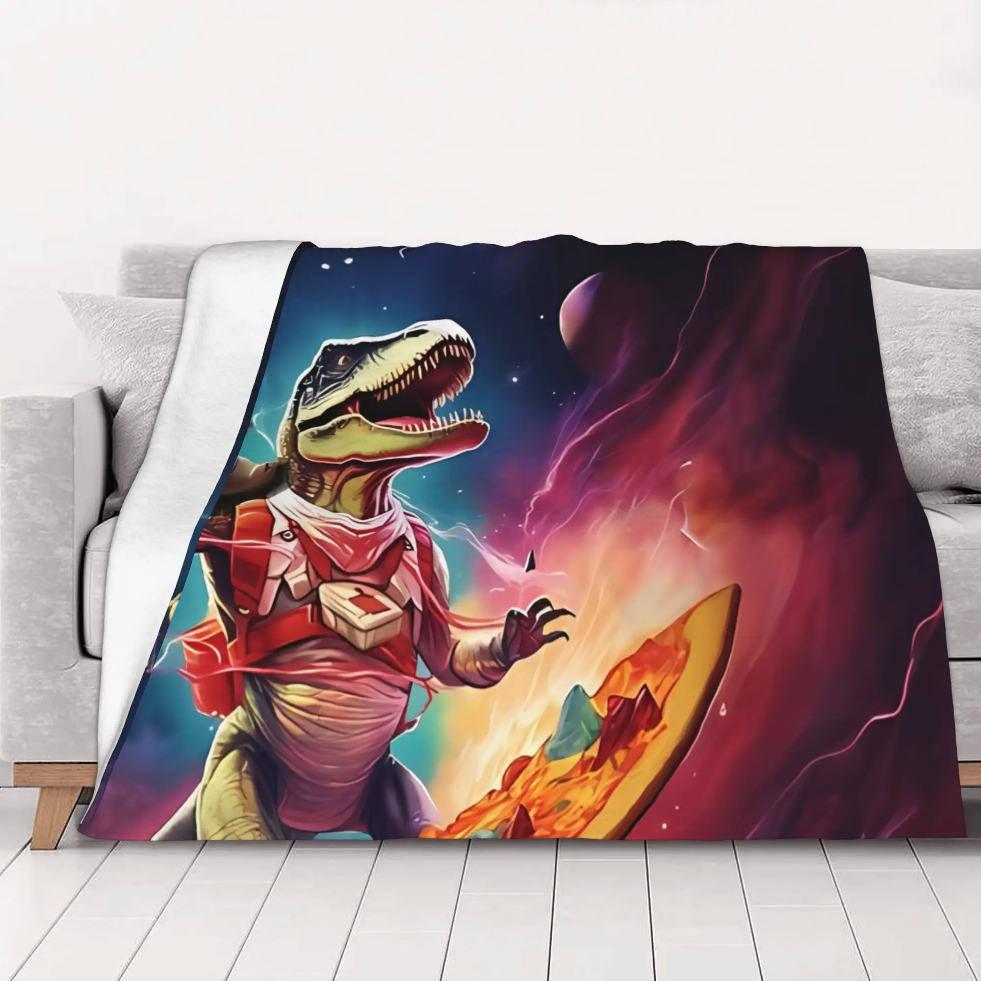 1PC home Cutecore Classic Eye Cat On Dinosaur On Pizza Blanket Super Cosy Plush Home Living Room Sofa halloween