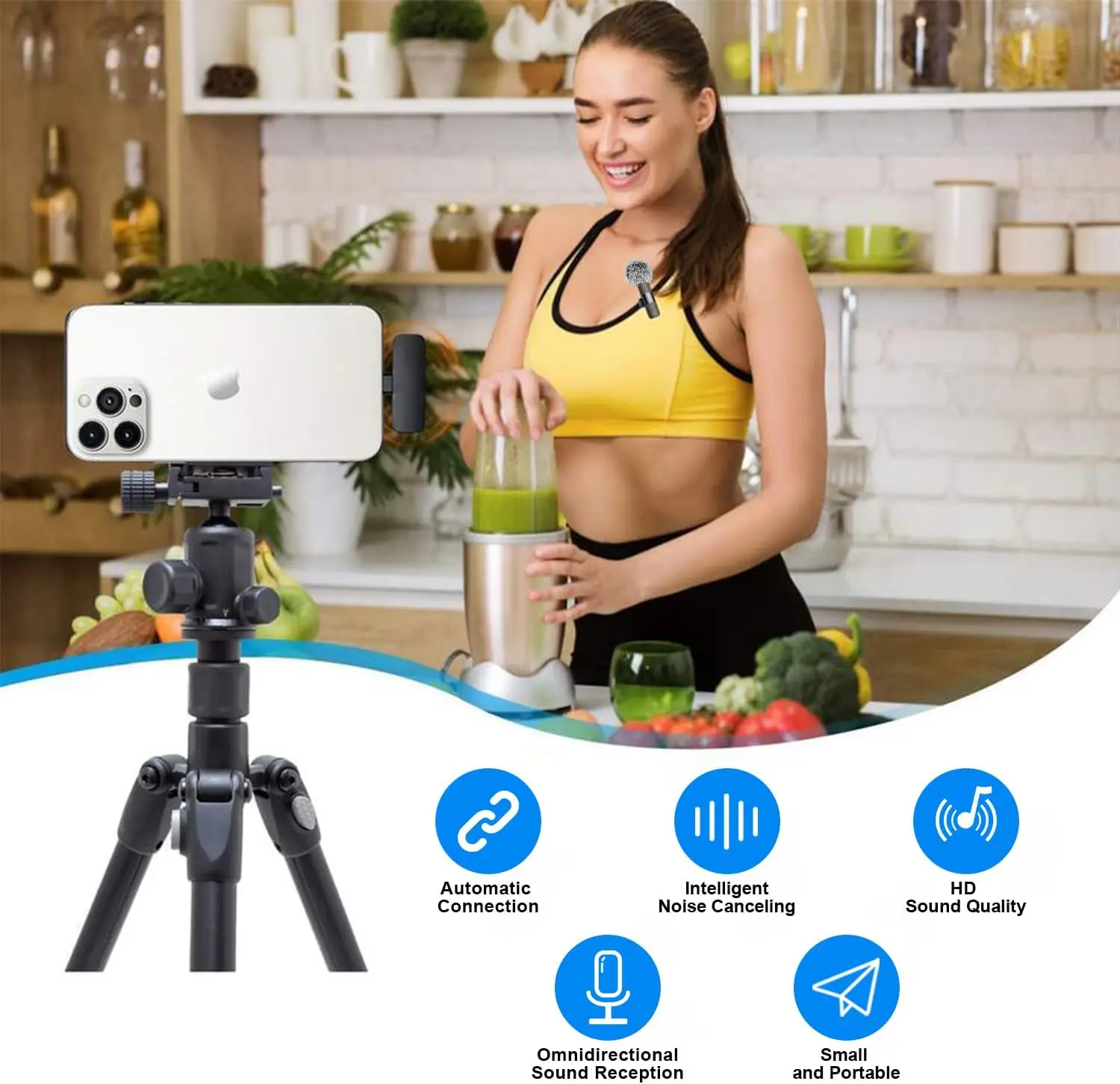 Wireless Microphone for iPhone Recording Mic for Video Podcast Vlog YouTube Mini Lavalier Microphone for iPhone 16/14/13/12/SE