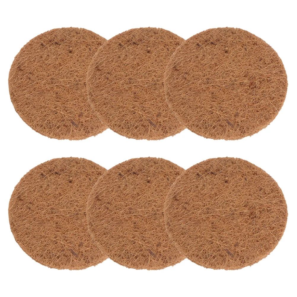 6 Pcs Pigeon Nest with Brown Cushion Reusable Mat Coconut Fiber Bird Nesting Pads Natural Resistant Round Coir Eggs Mats