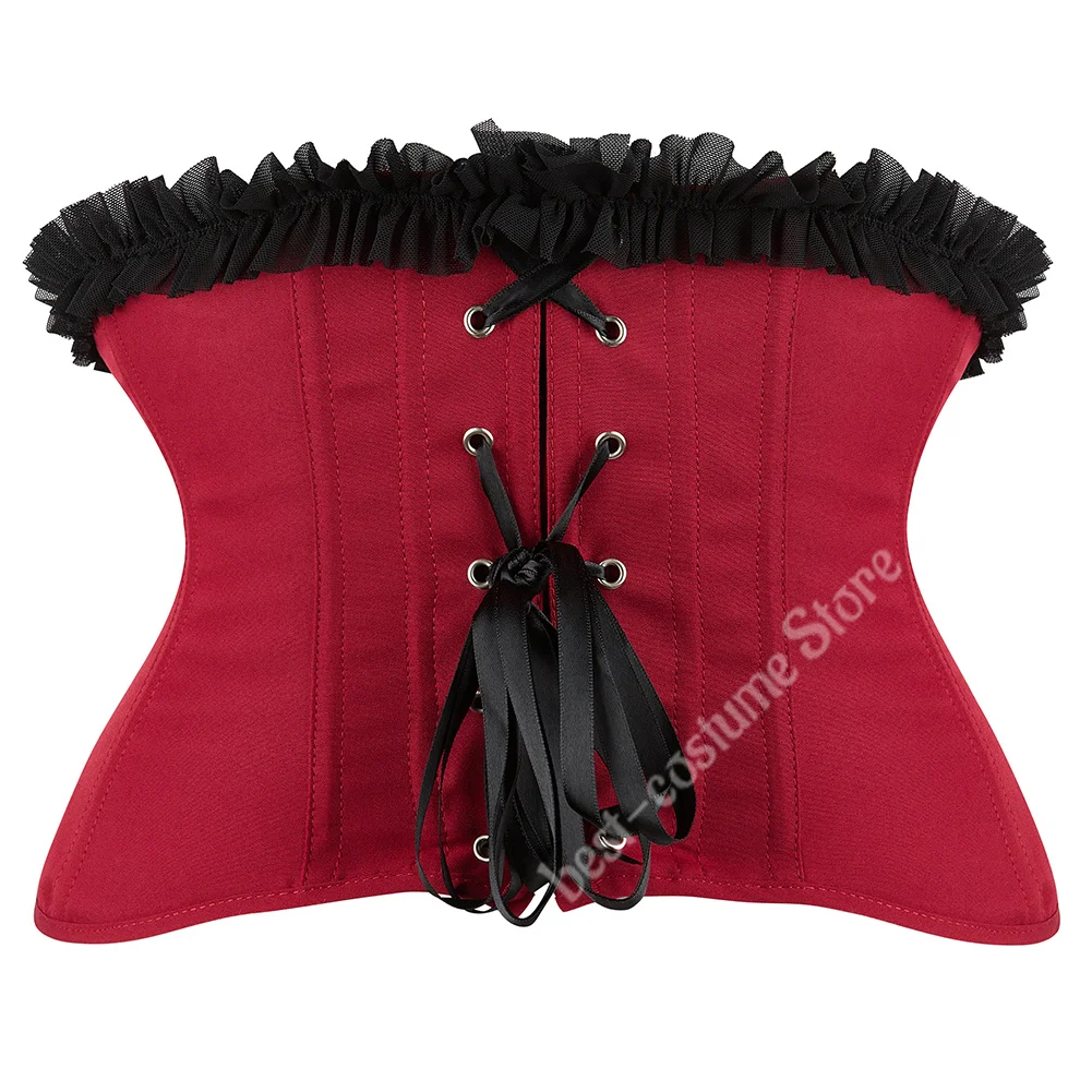 الدانتيل مشد حزام Underbust حجم كبير النساء مشد خمر مدرب خصر أحزمة واسعة فستان أحمر أخضر أزرق الكورسيهات للنساء