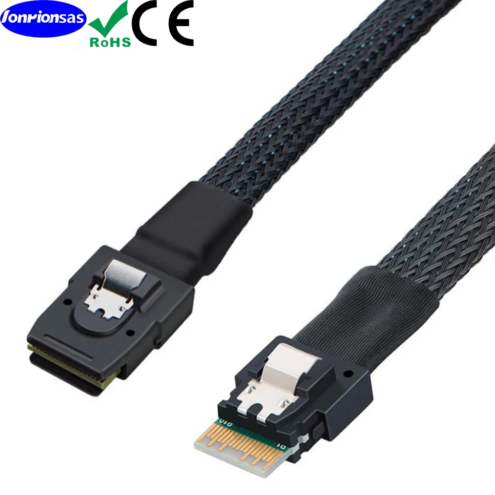 Lonrionsas # MINI SAS SFF-8087ไปยัง ultraport Slimline SAS บาง4.0 SFF-8654 4i 38P PCI-Express CABLE