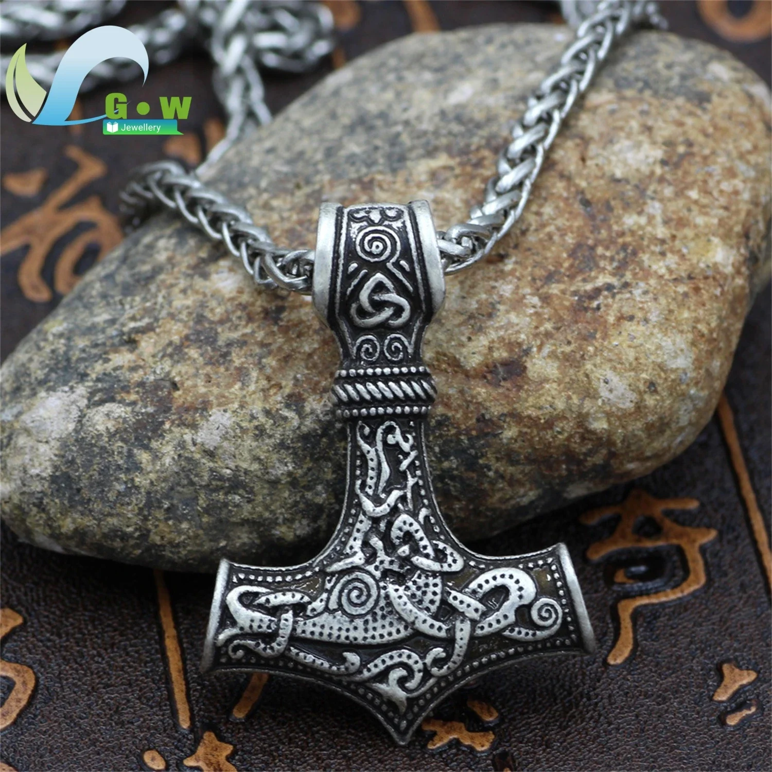 Norse Mythology Thor Hammer Pendant Titanium Steel Viking Necklace for Men Retro Medieval Jewelry Gift  Masculine Accessories