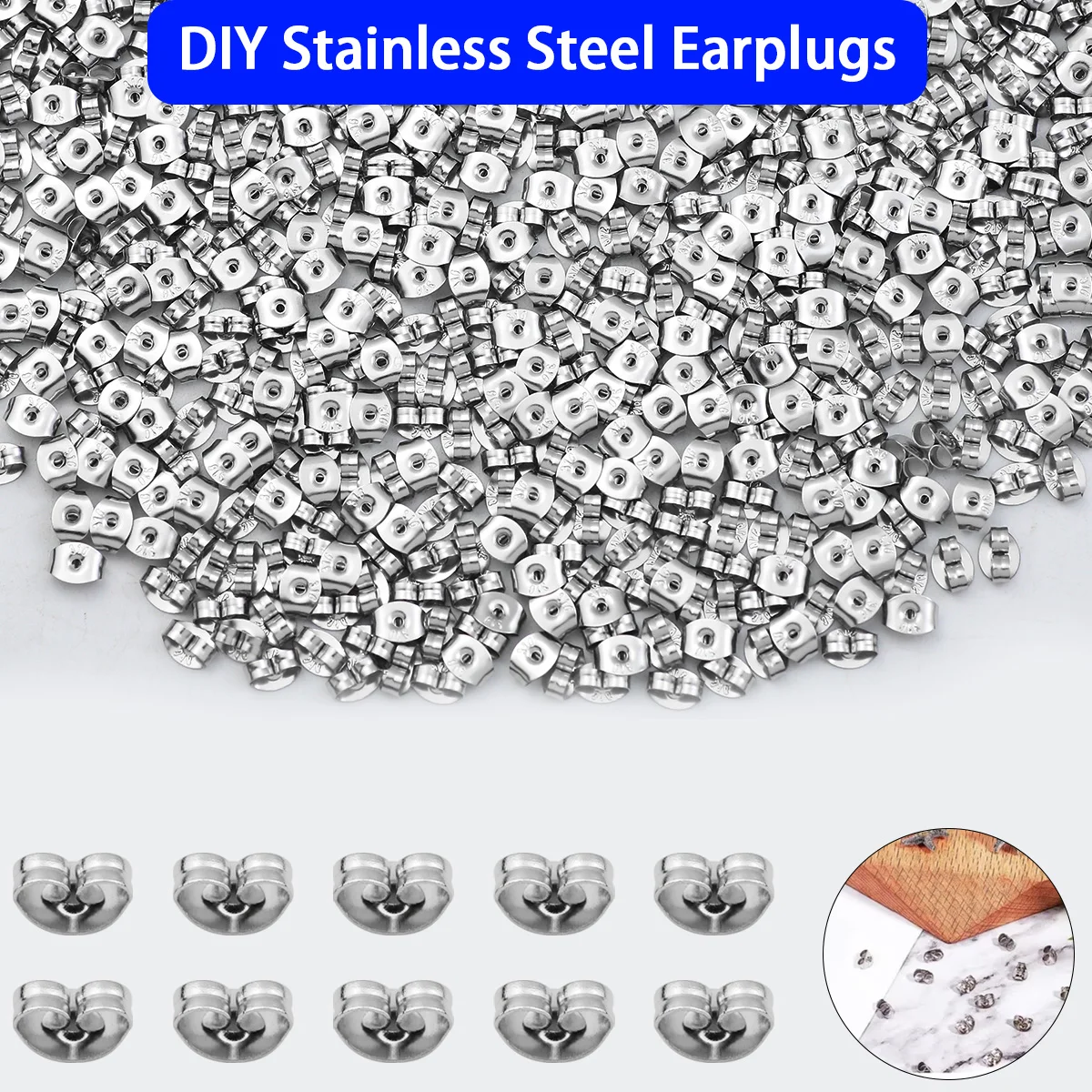 3x6mm 100-500pcs Loose Earplugs Stainless Steel Metal Ear Stud Caps For Jewelry making DIY Earrings Decoration Accessories