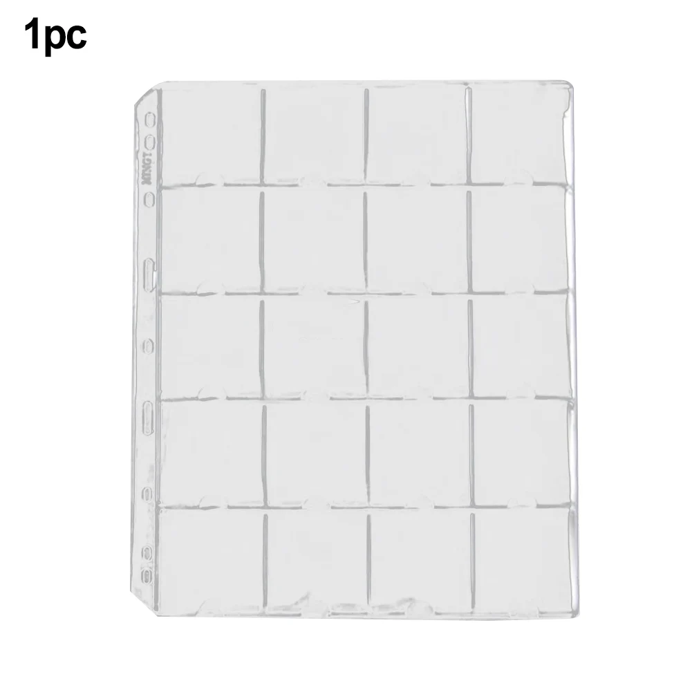 1pc Coin Holder Sheets 20 Pockets Clear PVC Coin Storage Bag Holder Page Album Waterproof For Collection Storing Supplies
