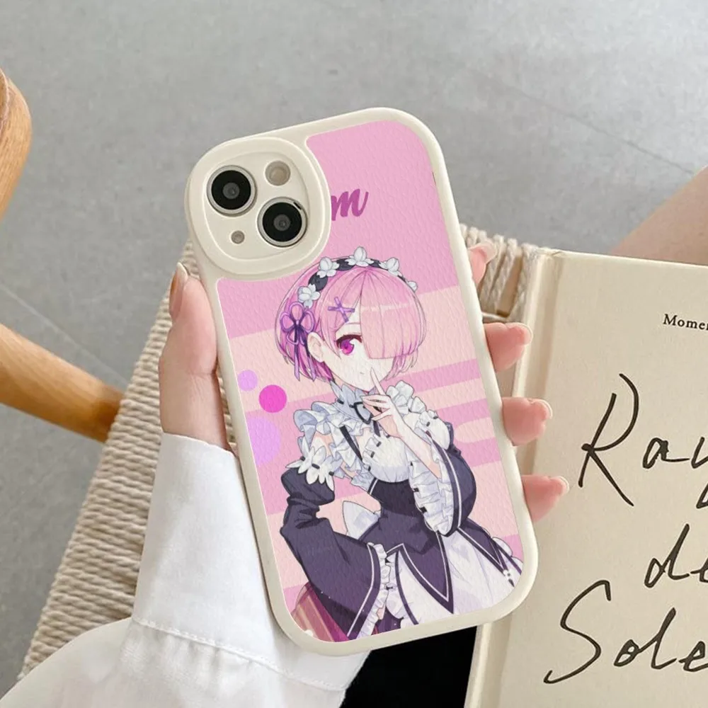 RE ZERO Ram Rem Phone Case Hard Leather For iPhone 14 13 12 Mini 11 14 Pro Max Xs X Xr 7 8 Plus 6 6s